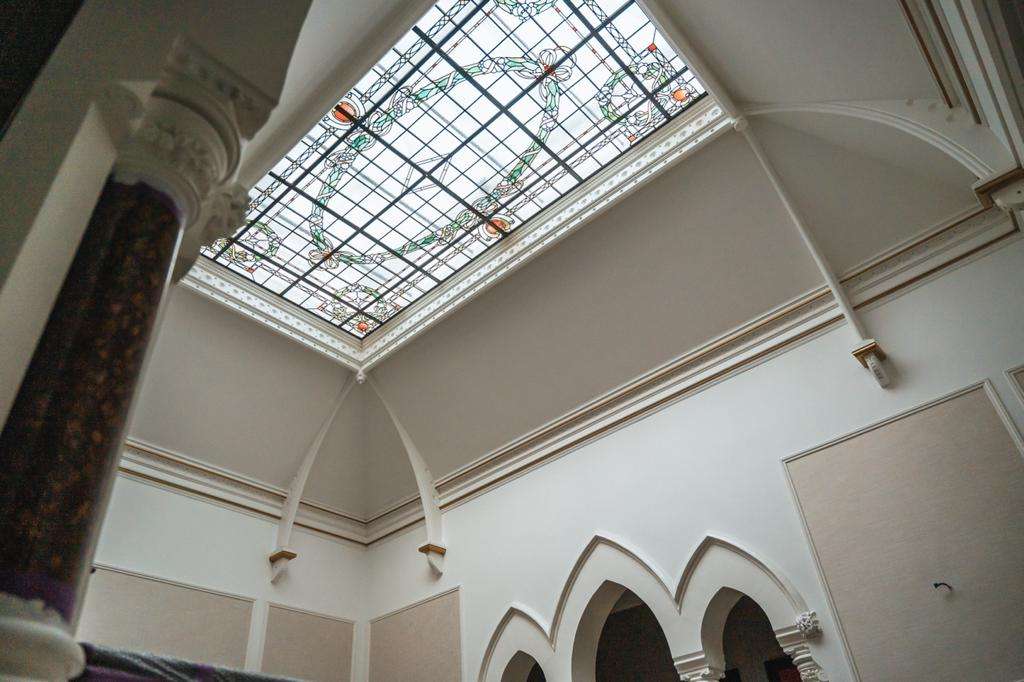 ornate stained glass ceiling lantern